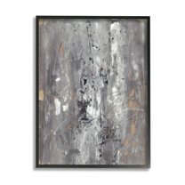Stupell Industries Ancient Mark Inspired Abstraction Grey Brown Design Black Framed, 24 x 30, Design by Joyce Combs