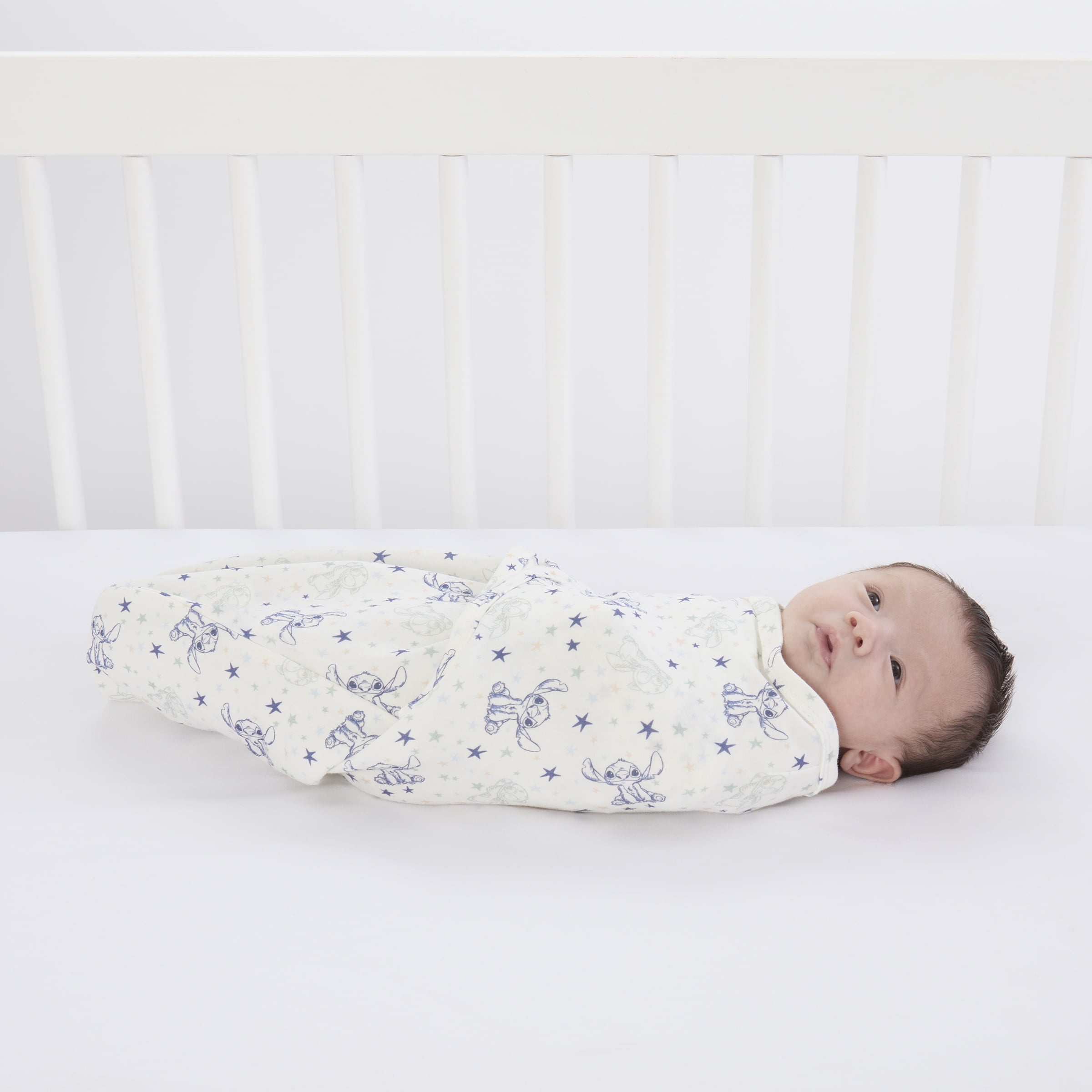 Disney Stitch Adjustable Swaddle Wrap, Blue, infant Boy, Cotton