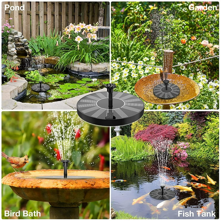AISITIN 1.5W Solar Fountain Pump, Bird Bath, 6 Nozzles, for