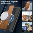 thumbnail image 5 of Allytech Magnetic Case for Samsung Galaxy S23 Ultra, Compatible with MagSafe, Premium PU Leather Slim Fit Anti-Fingerprint & Anti-Drop Protective Case Support Wireless Charging & Car Mount - Brown, 5 of 10