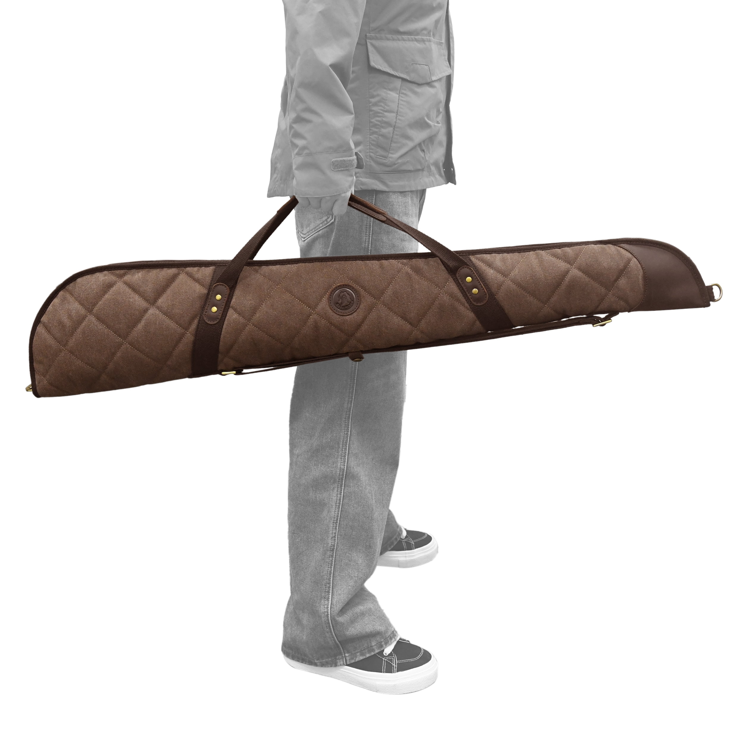 WAYNE'S DOG 41" / 55" Soft Gun Case for Rifle & Shotgun, Canvas Leather Embroidered Gun Storage Bag for Bolt-Action Rifles, Break-Action Shotguns Fit Guns Without Scope