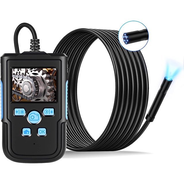 Cámara de inspección de endoscopio, endoscopio digital 1080P HD IPS con pantalla LCD de 2,4 pulgadas, batería de 2600 mAh, endoscopio industrial impermeable IP67 con 8 lúmenes