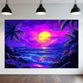 thumbnail image 5 of 5X3ft Sea Beach Sunset Backdrop Tropical Seaside Coconut Palm Trees Background Trippy Ocean Landscape Poster Living Room Dorm Wedding Birthday Baby Party Decorations Banner Photo Booth Props, 5 of 5
