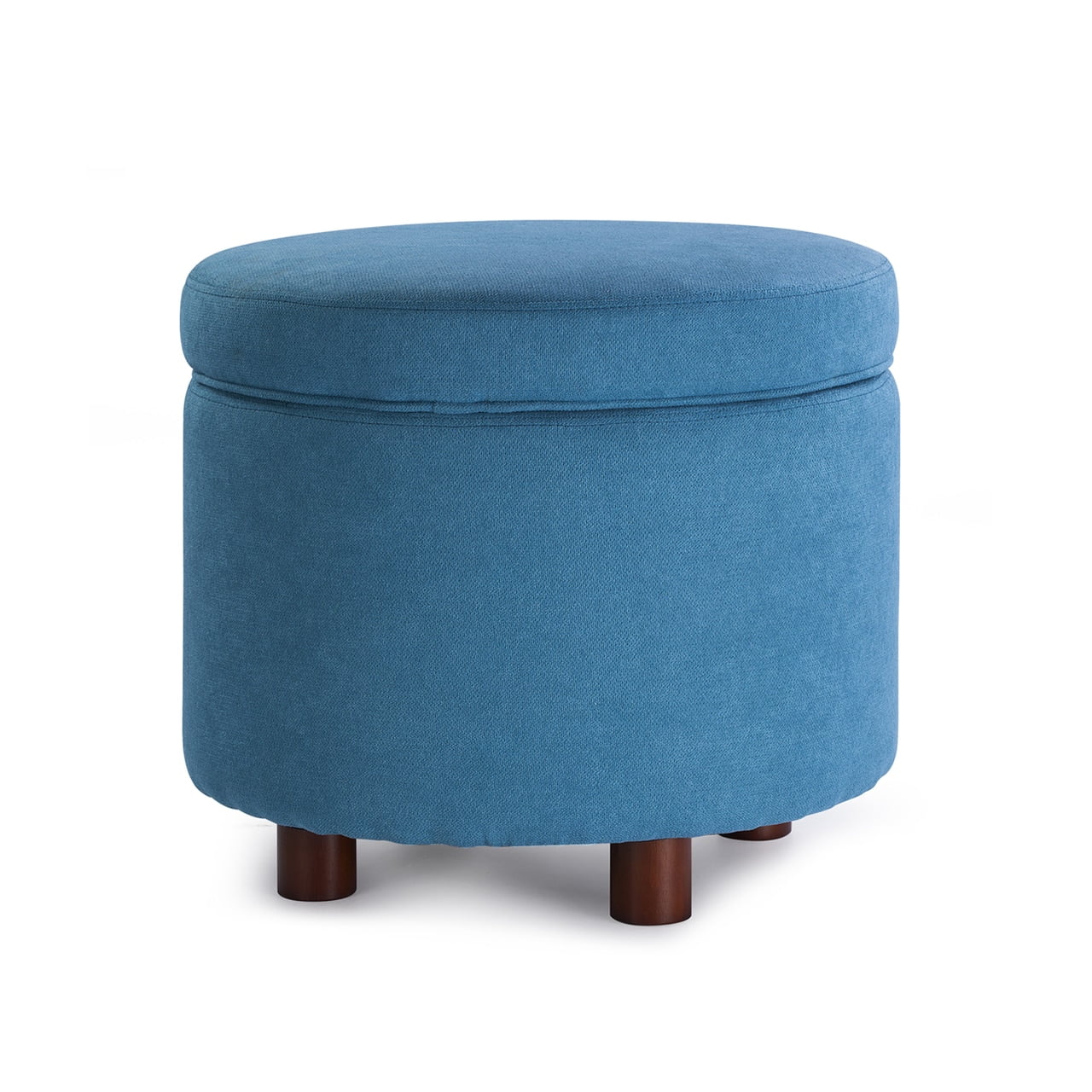 Enova Home Edi 18 Inches Modern Velvet Fabric Round Storage Ottoman