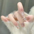 thumbnail image 2 of FCOGIN Long Coffin, 24 Pieces, Pink, White, Gradient, Rhinestone, Acrylic False Nail, Press on Nail, 2 of 6