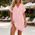 thumbnail image 5 of XuJwPNcy Womens Summer Dresses V Neck Short Sleeve Tshirt Dress Flowy Knee Length Beach Dresses Travel Vacation Outfits, 5 of 7