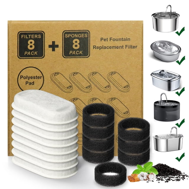 Paquete de 16 filtros para fuentes de agua Cat KANCHOU para fuente de 2 litros