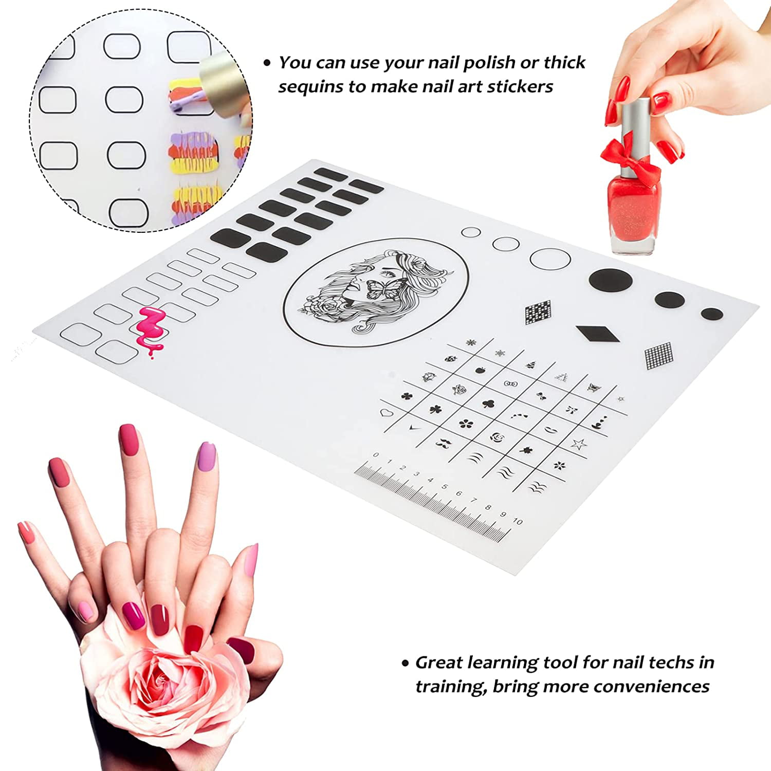 Foldable Silicone Nail Mat For Salon Manicure Practice Washable