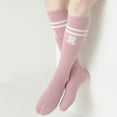 thumbnail image 5 of Baywell 1 Pairs Girls Knee High Socks 3-12 Years Little Big Girls Cotton Calf Socks Ribbed Knit School Uniform Socks Striped Tube Socks Sports Soccer Socks for Child, 5 of 6