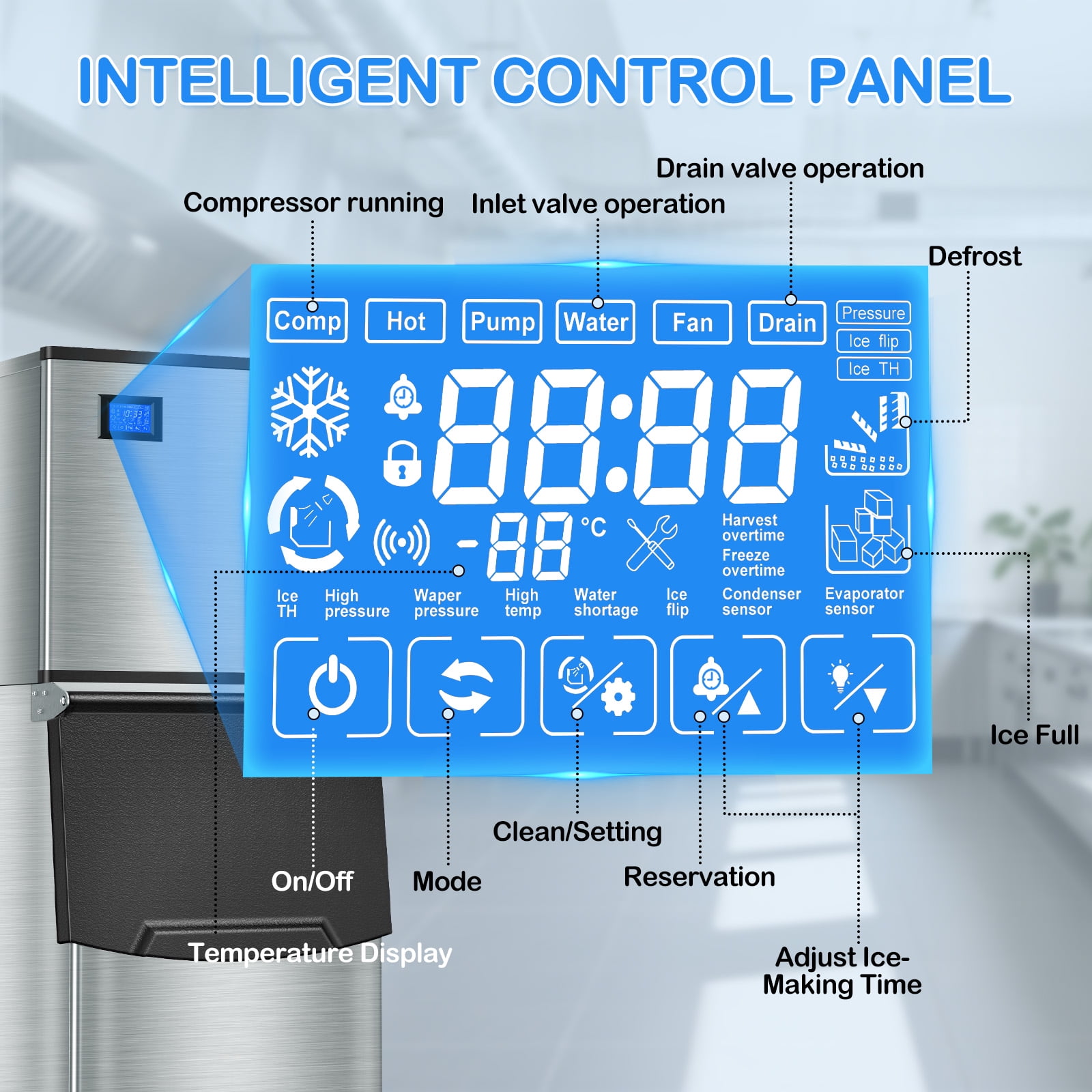 TITTLA 550 lbs/24-Hours Split Commercial Freestanding Ice Maker in Silver Industrial Ice Machine, 300Lbs Storage, Ice Ready in 11-20min Two packages 234 Ice Cubes/Cycle