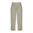 thumbnail image 2 of Musuos Women Casual Wide Leg Pants Cotton Linen Capri Cropped Baggy Pants e Trousers, 2 of 9