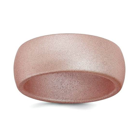 Silicone Pink Metallic 8.7mm Domed Band Size 7 Ring for Women and Men - 1.5 Grams