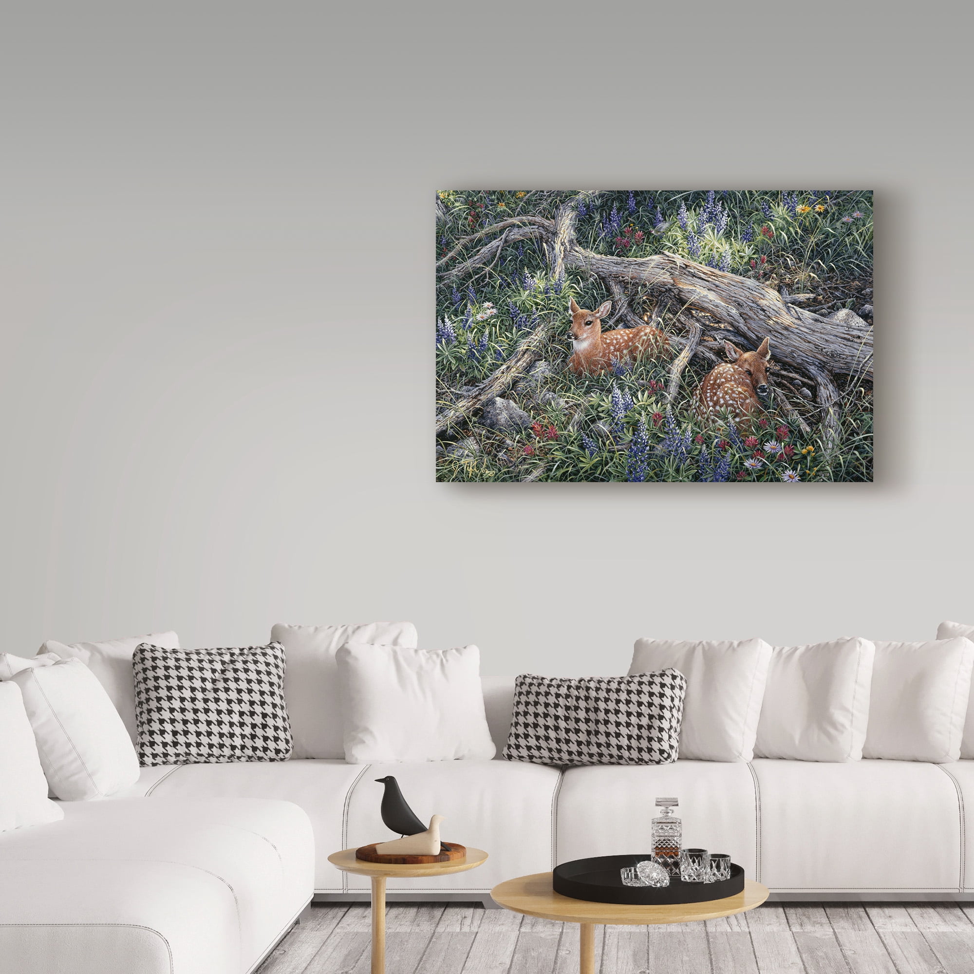 Trademark Fine Art 'Fawns And Flowers' Canvas Art by Jeff Tift