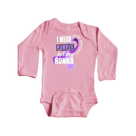 

Inktastic I Wear Purple For My Nonna Lupus Awareness Gift Baby Boy or Baby Girl Long Sleeve Bodysuit