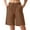 Brown, variant on CheerKidz Women's Fashion Short Pants Solid Color High Waist Drawstring Casual Capris Summer Fashionable Loose Fit Shorts(Brown,L)