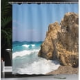thumbnail image 3 of Ambesonne Teal Tropical Shower Curtain, Rhodes Island Coast, 69"Wx84"L, Ginger and Pale Blue, 3 of 4