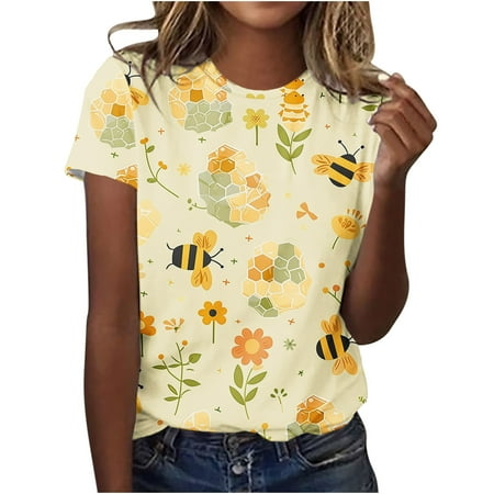 gbyLJF V Neck Tshirts for Women Bustier Tops for Women Tops for Women Sexy Casual Plain Womens Tshirts Yellow 3XL