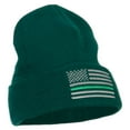 thumbnail image 4 of Thin Green Line USA Flag Embroidered Long Beanie - Dark Green OSFM, 4 of 5