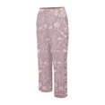 thumbnail image 5 of Women's Casual Pants Women'S Embroidered Floral Print Elastic Belt With Pocket Trousers Side Buttons Cropped Pants Loose Casual Pants Print Straight Pants,Pink Women's Casual Pants M, 5 of 5
