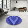 thumbnail image 4 of Ahgly Tapis Rond Lavable en Machine Intérieur Transitionnel Bleu Ardoise Clair, 8 Pieds Rond, 4 of 7