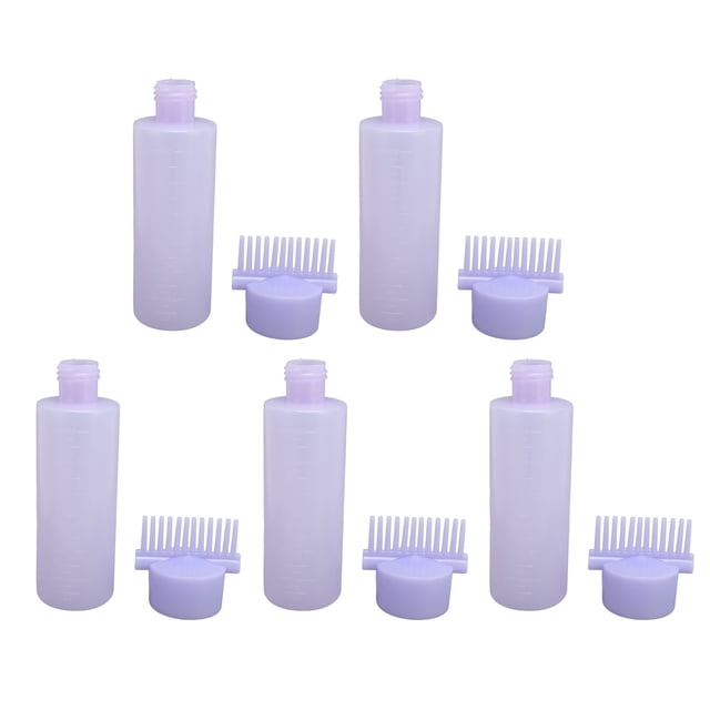 Hair Dye Oil Applicator Bottle Set Comb Brush Graduated Scale for Barber Shop
