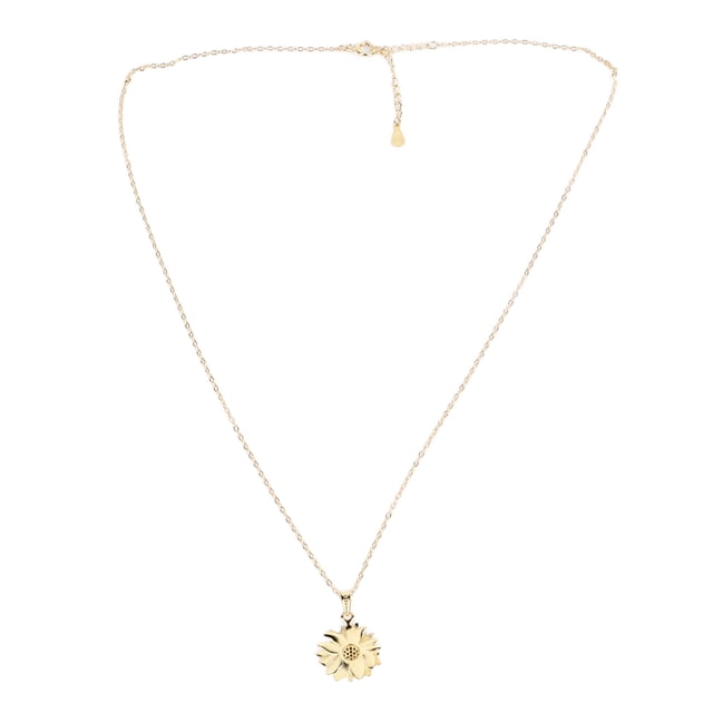 Collar con colgante de plata 925 forma de girasol dorado Nikou