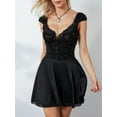 thumbnail image 3 of FEORJGP Women Short Sleeve Corset Dress Ladies Elegant A-Line Mini Dress Casual Solid Color Backless Party Dress for Beach Cocktail Summer Streetwear, 3 of 9