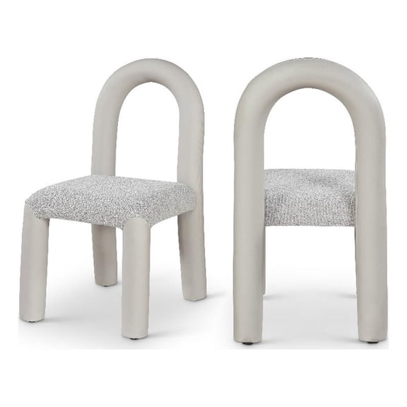 Bowery Hill Contemporary Taupe Boucle and Vegan Leather Dining Chair (Set of 2)
