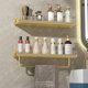 thumbnail image 4 of Estante de ducha dorado, estantes de baño de aluminio montados en la pared con vallas frontales de acrílico for baño y cocina., 4 of 4