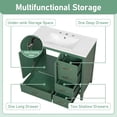 thumbnail image 4 of 36'' Bathroom Vanity with Ceramic Sink Combo, Solid Wood Frame Modern Bathroom Storage Cabinet with 4 Drawers, 2 Soft Closing Door, Freestanding Bathroom Vanities, Metal Handle, Green, 4 of 8