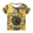 thumbnail image 2 of MKOSPLRT Sunflower Shirts for Little Girl 3-14 Years Crew Neck Bee Graphic Tees Short Sleeve Vintage Tshirts Casual Holiday Blouses, 2 of 3