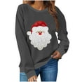 thumbnail image 6 of Women’s Christmas Crewneck Sweatshirt Loose Fit Long Sleeve Holiday Pullover Cute Santa Graphic Top Festive Fall Winter Graphic Tee for Seasonal Celebrations, 6 of 8