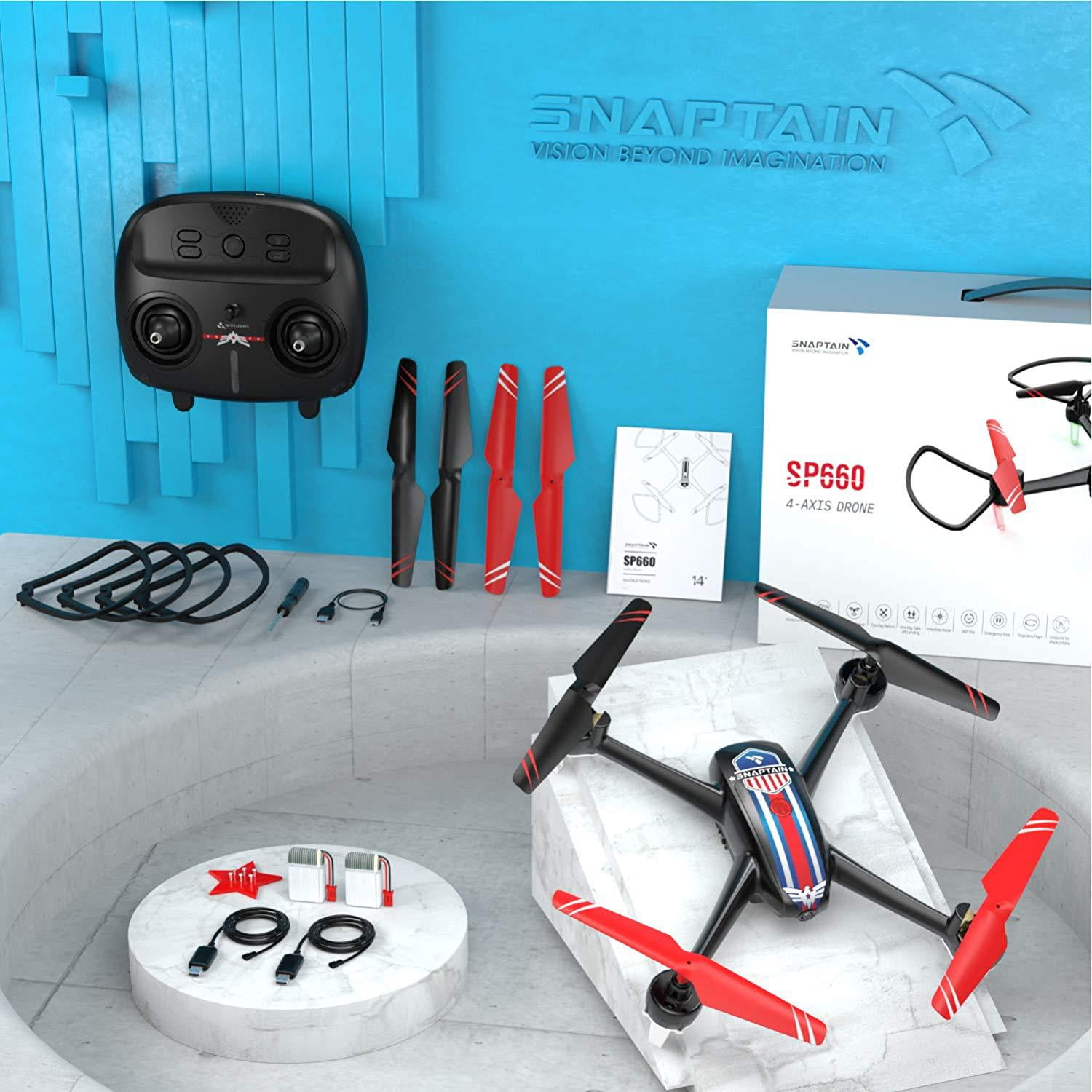 SNAPTAIN SP660 FPV RC Drone with Camera 720P HD WiFi Live Video Quadcopter w Long Flight Time Voice Control Gesture Control APP Support