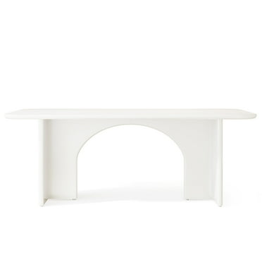Topcobe Kitchen Table for Dining Room, Modern Rectangular Dining Table for 6 People, White