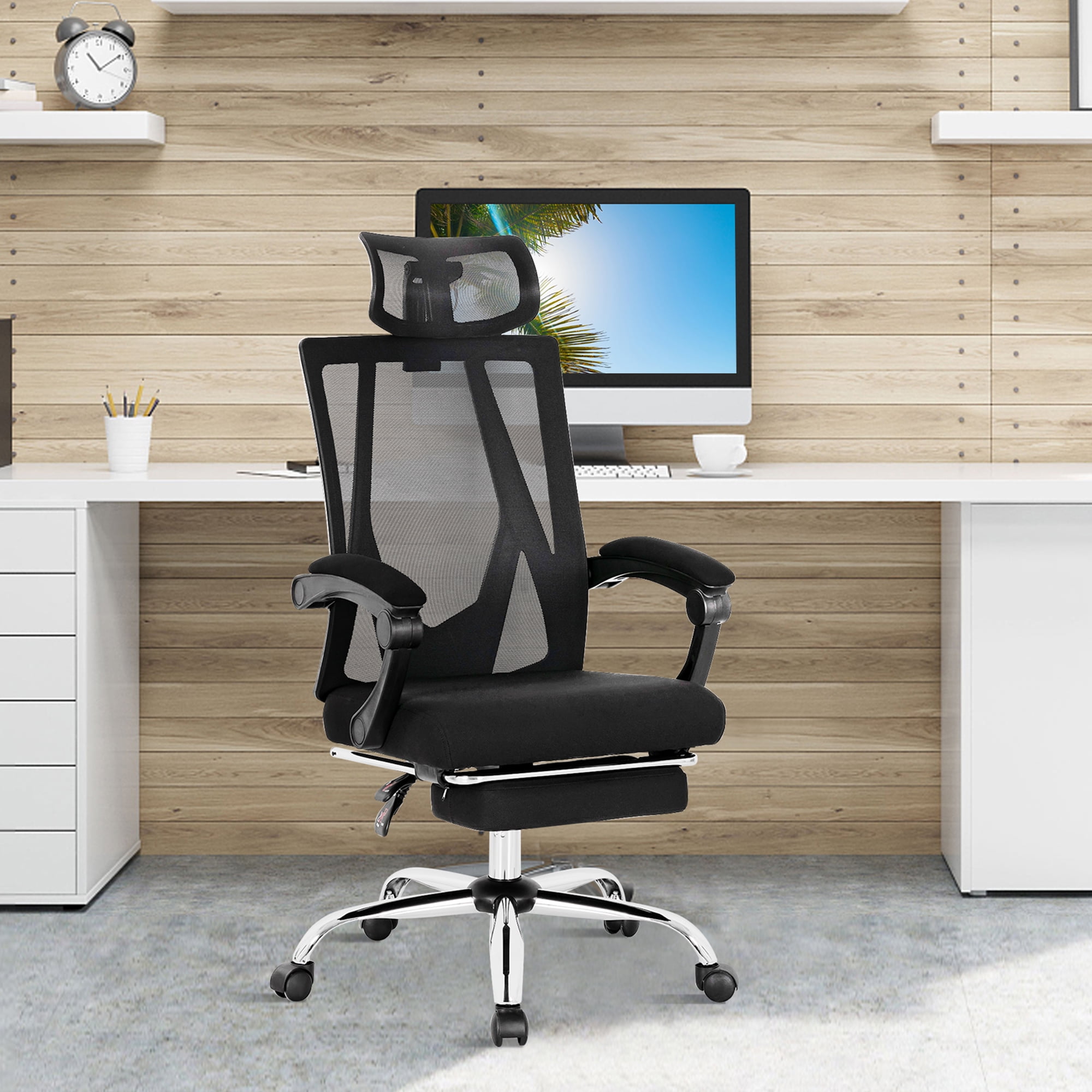 Gymax Reclining Mesh Office Swivel Chair w/ Adjustable Lumbar Support 