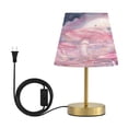 thumbnail image 2 of Wobogo Pink Mushroom Butterfly Table Lamps Three-channel Adjustable Lighted Antique Brass Metal Base Simple Modern Style for Bedroom Nightstands Living Room and Office, 2 of 8