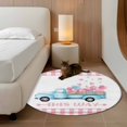 thumbnail image 2 of Round Rug 3.3Ft Washable Non-Slip, Valentine's Day Circle Area Rugs for Living Room Bedroom, Blue Truck Love Pink Plaid Romantic Indoor Floor Mats Carpet Runner for Home Decor Aesthetic, 2 of 8