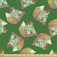 thumbnail image 2 of Animal Fabric by the Yard, Ethnic Dressed Fox in the Forest Picking Flowers Cartoon Wild Wintery Motifs, Decorative Upholstery Fabric for Chairs & Home Accents, Green Peach Coral by Ambesonne, 2 of 5