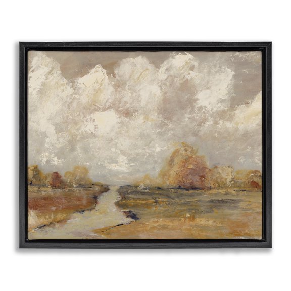 Stupell Industries Transitional Golden Day Landscape Black Floating Frame Canvas Art, 21 x 17, by Amanda Hilburn