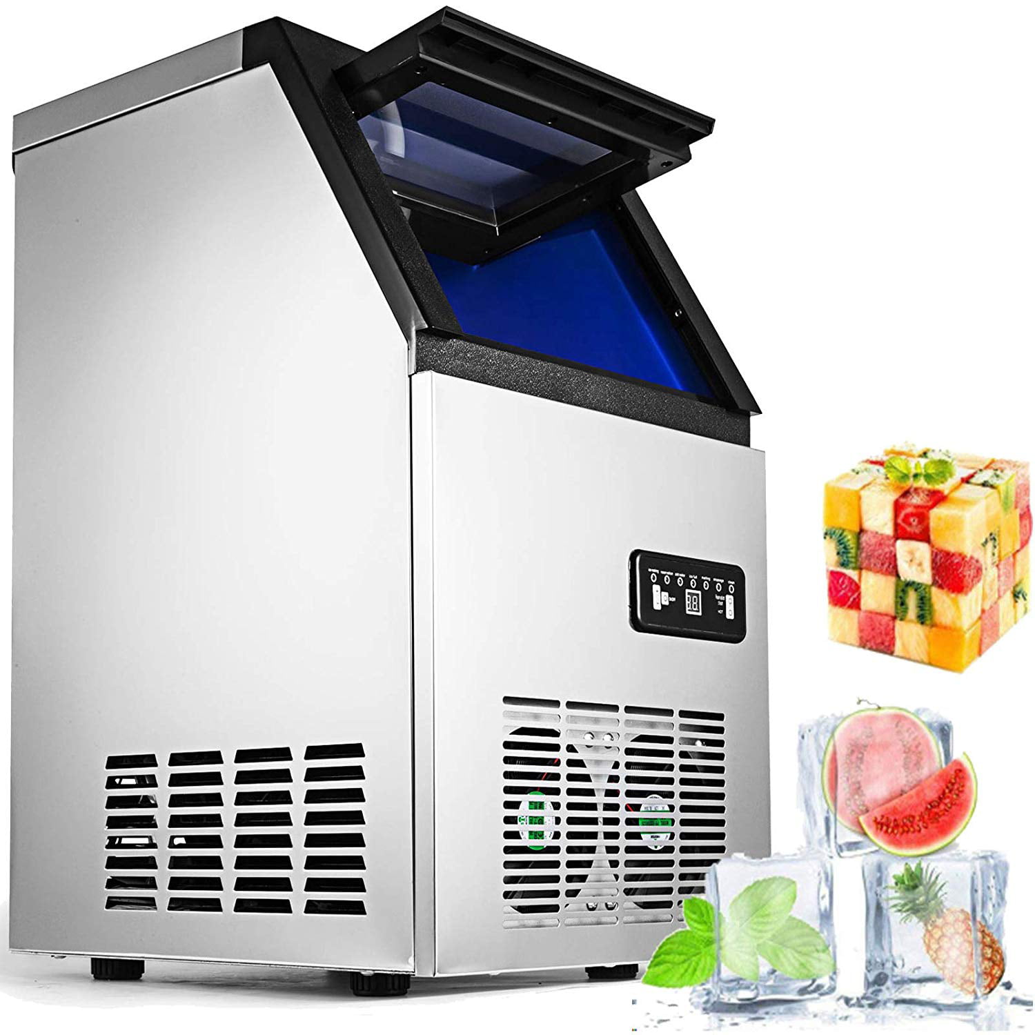 Vevor 110v Commercial Ice Maker Stainless Steel Portable Automatic For