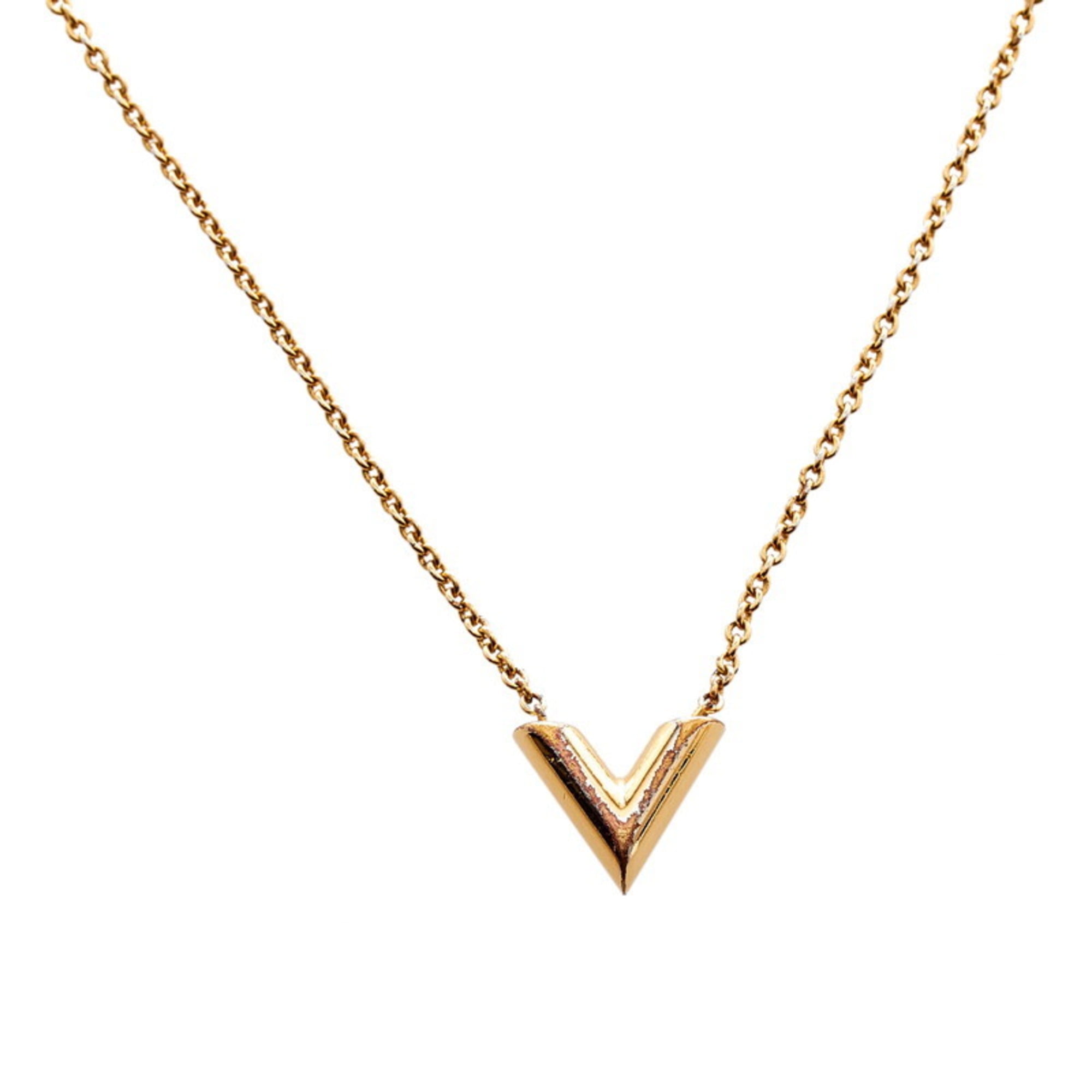 Louis Vuitton Necklace Women M61083 Essential V Gold LV Logo W/Box