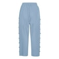thumbnail image 7 of Uqiangy Drawstring Linen Pants Women Elastic Waist Capri Pants For Women Cotton Linen Capris For Women Capri Pants For Women Gauze Pants For Women Linen Beach Pants Womens Seersucker Pants Sky Blue M, 7 of 7