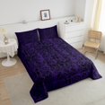 thumbnail image 4 of Purple Black Bowknot Comforter Set Antique Victorian Damask Down Comforter,Bowknot Bedding Sets Full,Vintage Floral Gothic Duvet Insert Exotic Flowers Bohemian Baroque Decor, 4 of 7