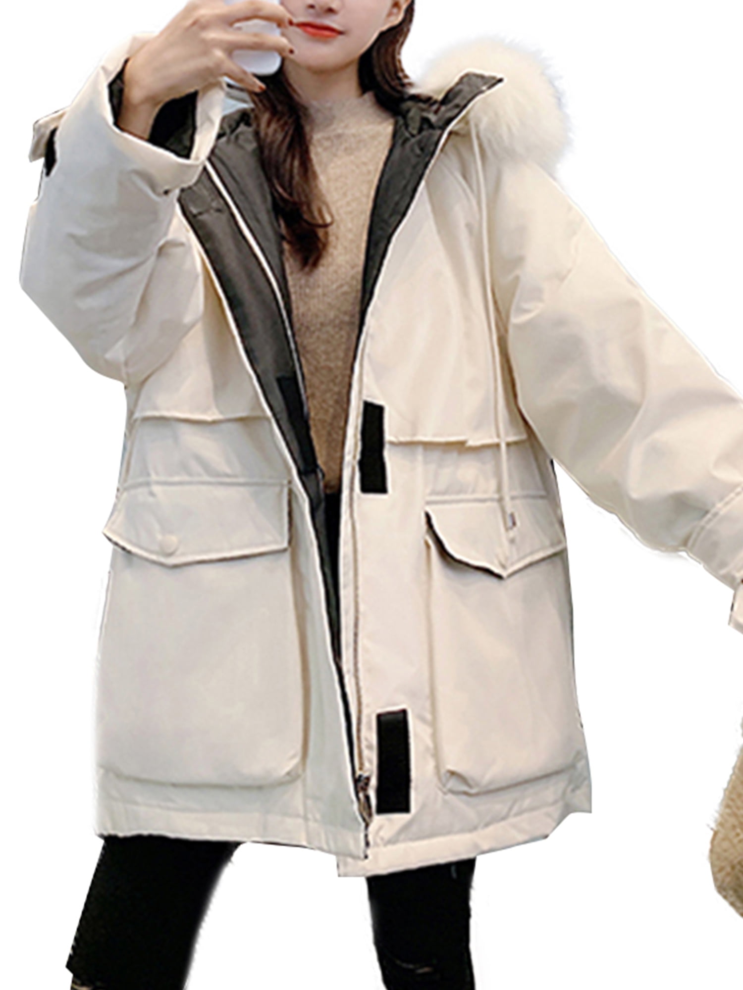 Lallc Women's Oversized Hooded Overcoat Warm Padded Puffer Jacket