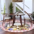 thumbnail image 3 of Easter Bunny Round Area Rug 5Ft Washable Circle Rugs for Living Room Bedroom, Spring Easter Eggs Chick Floral Pink Check Non-Slip Carpet Floor Mats Indoor Outdoor Carpet Runner Aesthetic Home Decor, 3 of 8