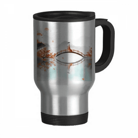 

Jincheng Autumn Chinese Style Watercolor Travel Mug Flip Lid Stainless Steel Cup Car Tumbler Thermos