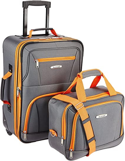 2-Piece Details about   Rockland Fashion Softside Upright Luggage Set Multi/Pink Dot 14/20 