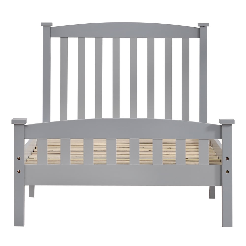 Lowestbest Bed Frame Twin Size with Headboard and Footboard, Gray Lowestbest Bed Frame Twin Size with Headboard and Footboard, Gray