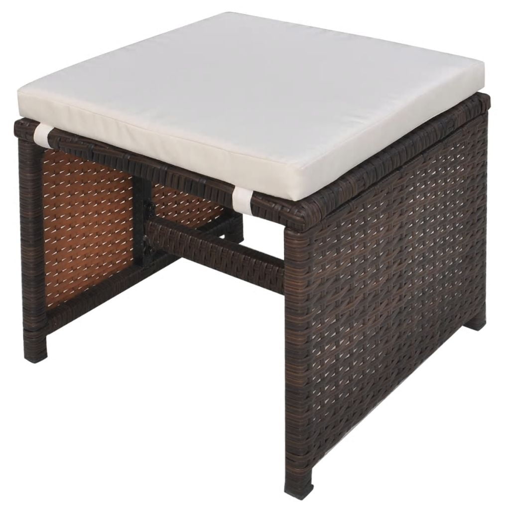 Kepooman 13 Pcs Patio Rattan Dining Table Sets with Glass Table for Outdoor Garden, Brown