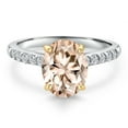 thumbnail image 3 of Gem Stone King 10K Two Tone Gold Peach Morganite and Lab Grown Diamond Engagement Ring for Women | 1.80 Cttw | Oval 9X7MM | Gemstone October Birthstone | Size 6, 3 of 6